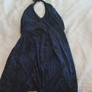 Blue halter 👗 dress with ruched waist